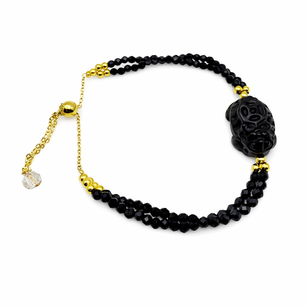 Turtle Black Spinel Gold Adjustable Bracelet 50$